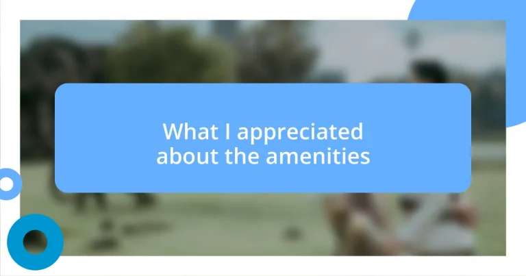 What I appreciated about the amenities